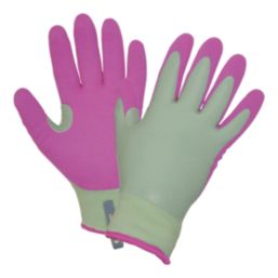 ClipGlove Warm 'n' Waterproof  Womens Polyester & Latex Gardening Gloves Pink / Mint Small
