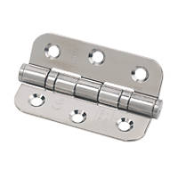Eclipse  Polished Stainless Steel Grade 7 Fire Rated Radius Ball Bearing Hinges 76x51mm 2 Pack
