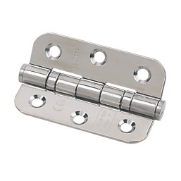 Eclipse  Polished Stainless Steel Grade 7 Fire Rated Radius Ball Bearing Hinges 76mm x 51mm 2 Pack