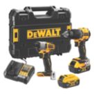 DEWALT DCK2029P2T-GB 18V 2 x 5.0Ah Li-Ion XR Brushless Cordless Combi Drill & Impact Driver Twin Kit
