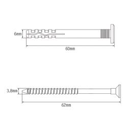 Easyfix  Nylon & Steel Mushroom Head Hammer Fixings 6mm x 60mm 100 Pack