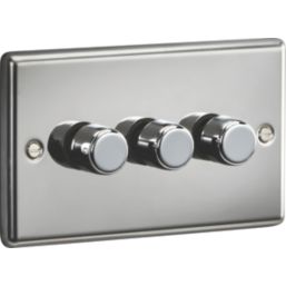 Knightsbridge  3-Gang 2-Way LED Intelligent Dimmer Switch  Polished Chrome