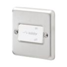 MK Contoura 10A 1-Gang 3-Pole Fan Isolator Switch Brushed Stainless Steel  with White Inserts