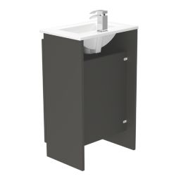 Newland  Double Door Floor Standing Vanity Unit with Basin Matt Midnight Mist 500mm x 370mm x 840mm
