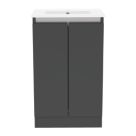 Newland  Double Door Floor Standing Vanity Unit with Basin Matt Midnight Mist 500mm x 370mm x 840mm