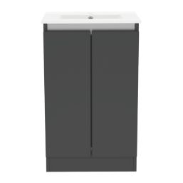 Newland  Double Door Floor Standing Vanity Unit with Basin Matt Midnight Mist 500mm x 370mm x 840mm