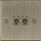 Knightsbridge  10AX 2-Gang 2-Way Light Switch  Antique Brass