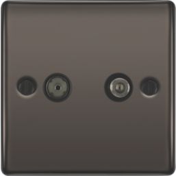 British General Nexus Metal 1-Gang Duplex TV Socket Black Nickel