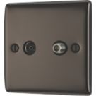 British General Nexus Metal 1-Gang Duplex TV Socket Black Nickel