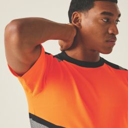 Regatta Hi-Vis XPro Short Sleeve T-Shirt Black/Orange X Large 44" Chest
