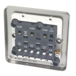 Hager Sollysta WRPS32BSW 10AX 1-Gang 1-Way Light Switch  Brushed Steel with White Inserts