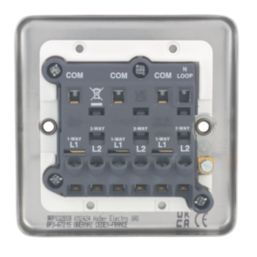 Hager Sollysta WRPS32BSW 10AX 1-Gang 1-Way Light Switch  Brushed Steel with White Inserts