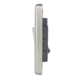 Hager Sollysta WRPS32BSW 10AX 1-Gang 1-Way Light Switch  Brushed Steel with White Inserts