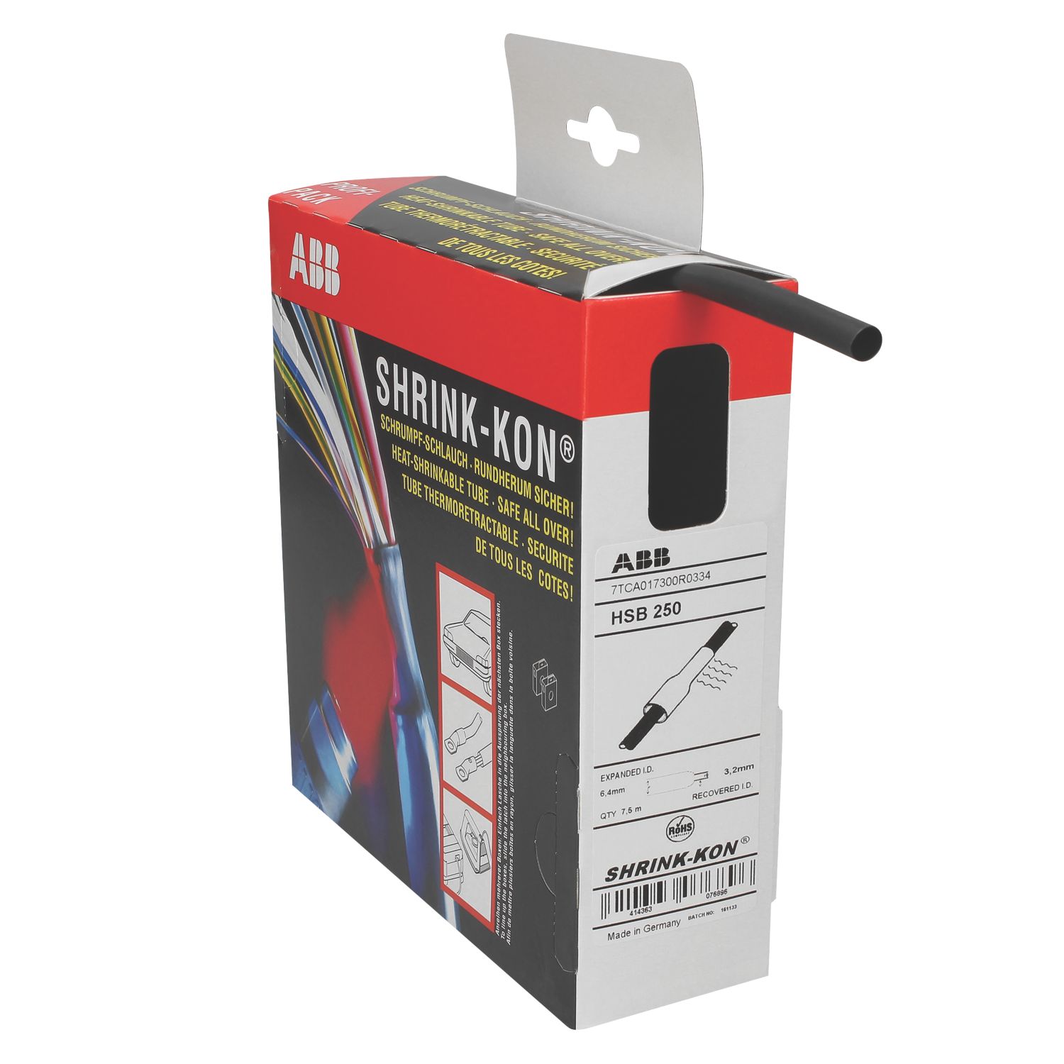 CED HSB125B Black Heat Shrink Tubing 3.2mm x 11.5m (478FP)