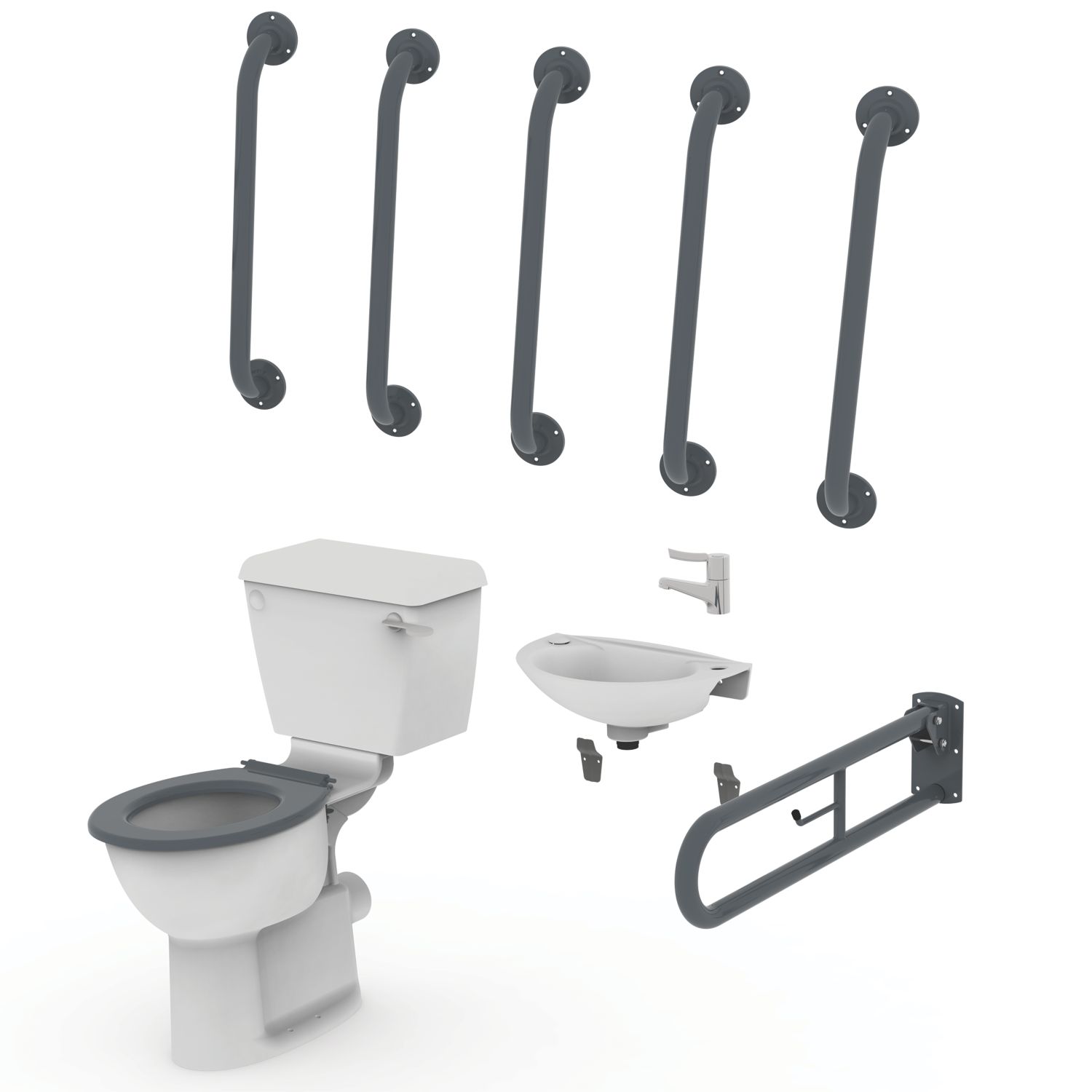 Nymas Doc M Close-Coupled Toilet Pack Dark Grey 13 Piece Set (478GX)