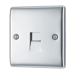 British General Nexus Metal 1-Gang RJ11 Telephone / Data Socket Polished Chrome