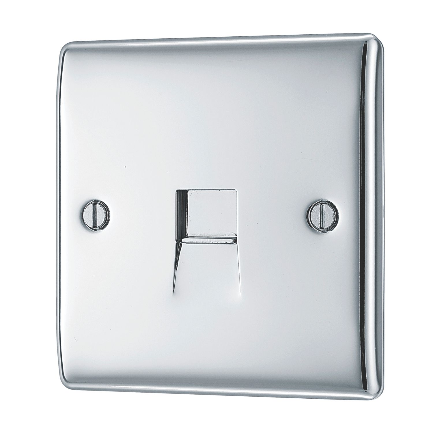 British General Nexus Metal 1-Gang RJ11 Telephone / Data Socket Polished Chrome (478HK)