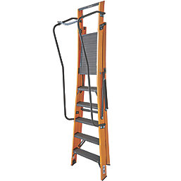 Werner Megastep Fibreglass 6-Tread Platform Ladder  With Handrail 1.27m