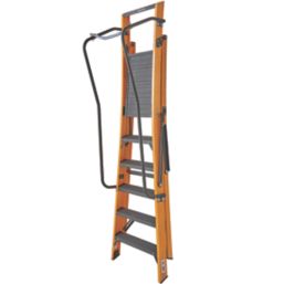 Werner Fibreglass 2.13m 6 Step Platform Step Ladder With Handrail