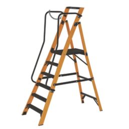 Werner Megastep Fibreglass 6-Tread Platform Ladder  With Handrail 1.27m