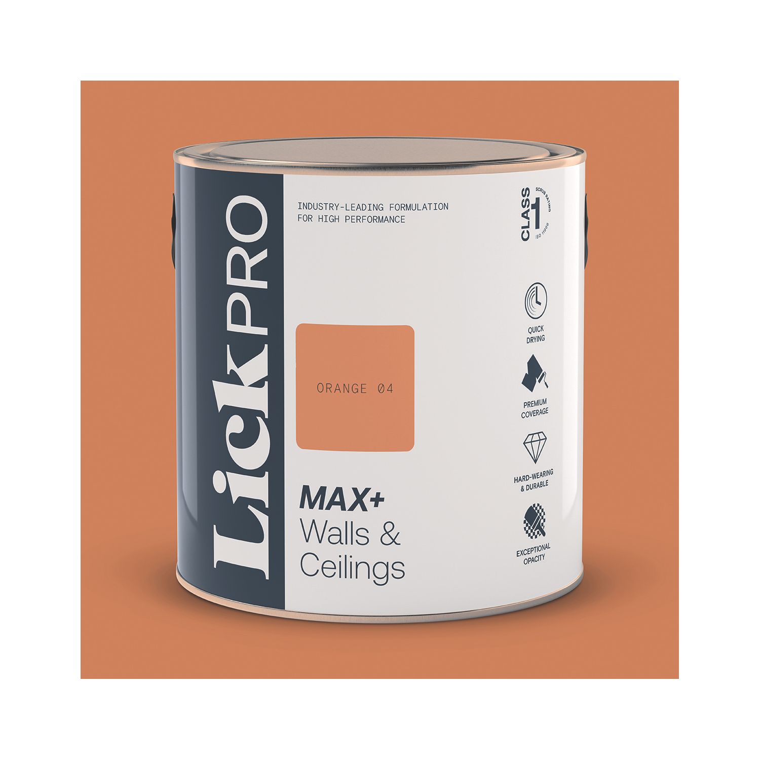 LickPro Max+ 2.5Ltr Orange 04 Matt Emulsion Paint (478JY)