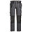 Snickers 6271 Full Stretch Trousers Steel Grey / Black 39" W 32" L