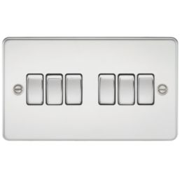 Knightsbridge  10AX 6-Gang 2-Way Light Switch  Polished Chrome