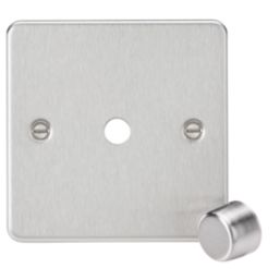 Knightsbridge Flat Plate 1-Gang Modular Dimmer Switch Brushed Chrome