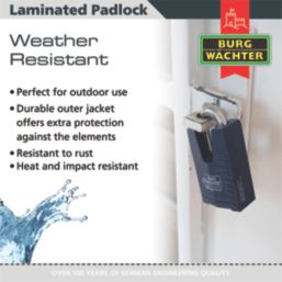 Burg-Wachter Sapphire   Long Shackle  Laminated Padlock Blue 40mm