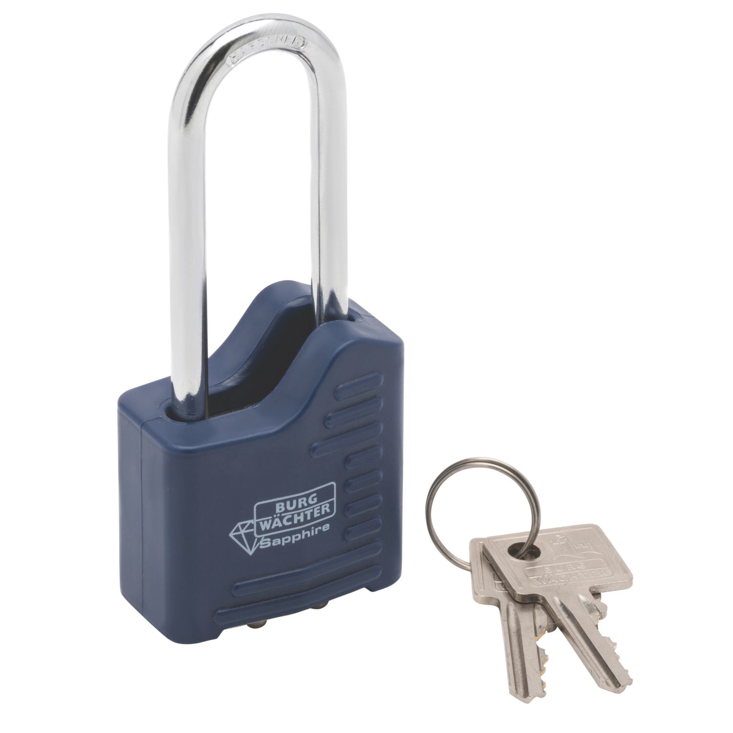 Burg-Wachter Sapphire Steel Weatherproof Long Shackle Laminated Padlock 40mm (478YY)