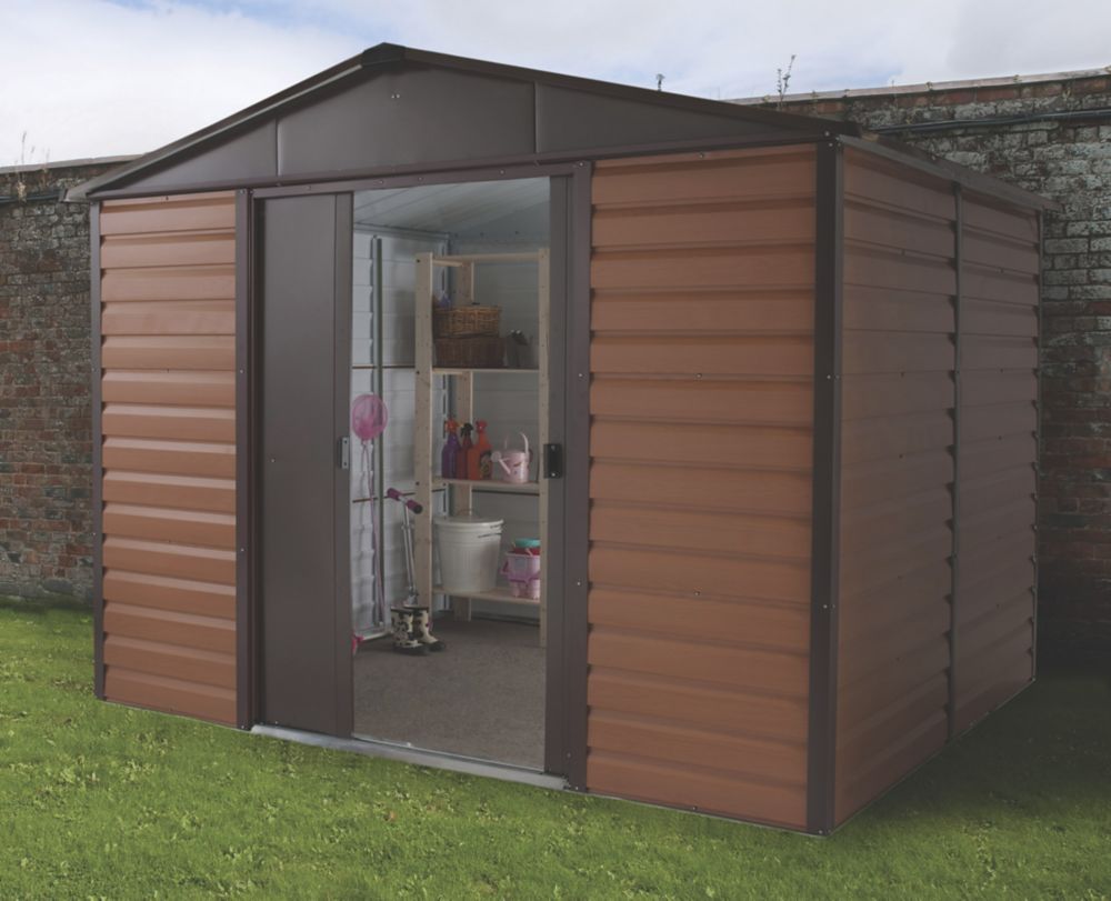 Yardmaster  9' 6" x 7' 6" (Nominal) Apex Shiplap Metal Shed Brown