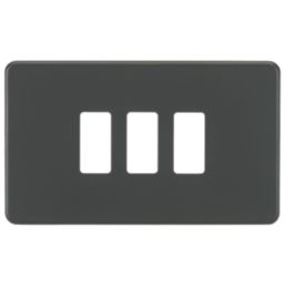 Knightsbridge  3-Module Grid Faceplate Anthracite