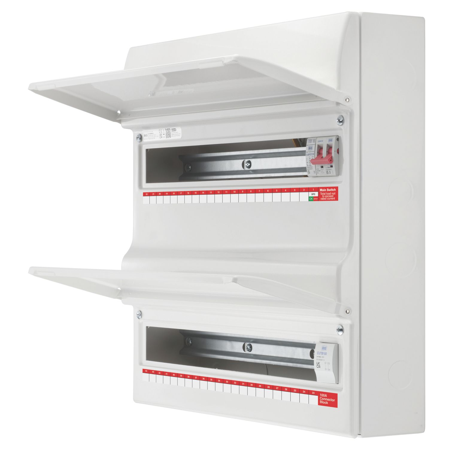 British General 48-Module 43-Way Part-Populated High Integrity Main Switch Consumer Unit with SPD (479EF)