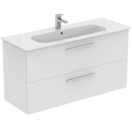 Ideal Standard i.life A Wall-Hung Vanity Unit with Chrome Handles & Basin Matt White 1200mm x 440mm x 630mm