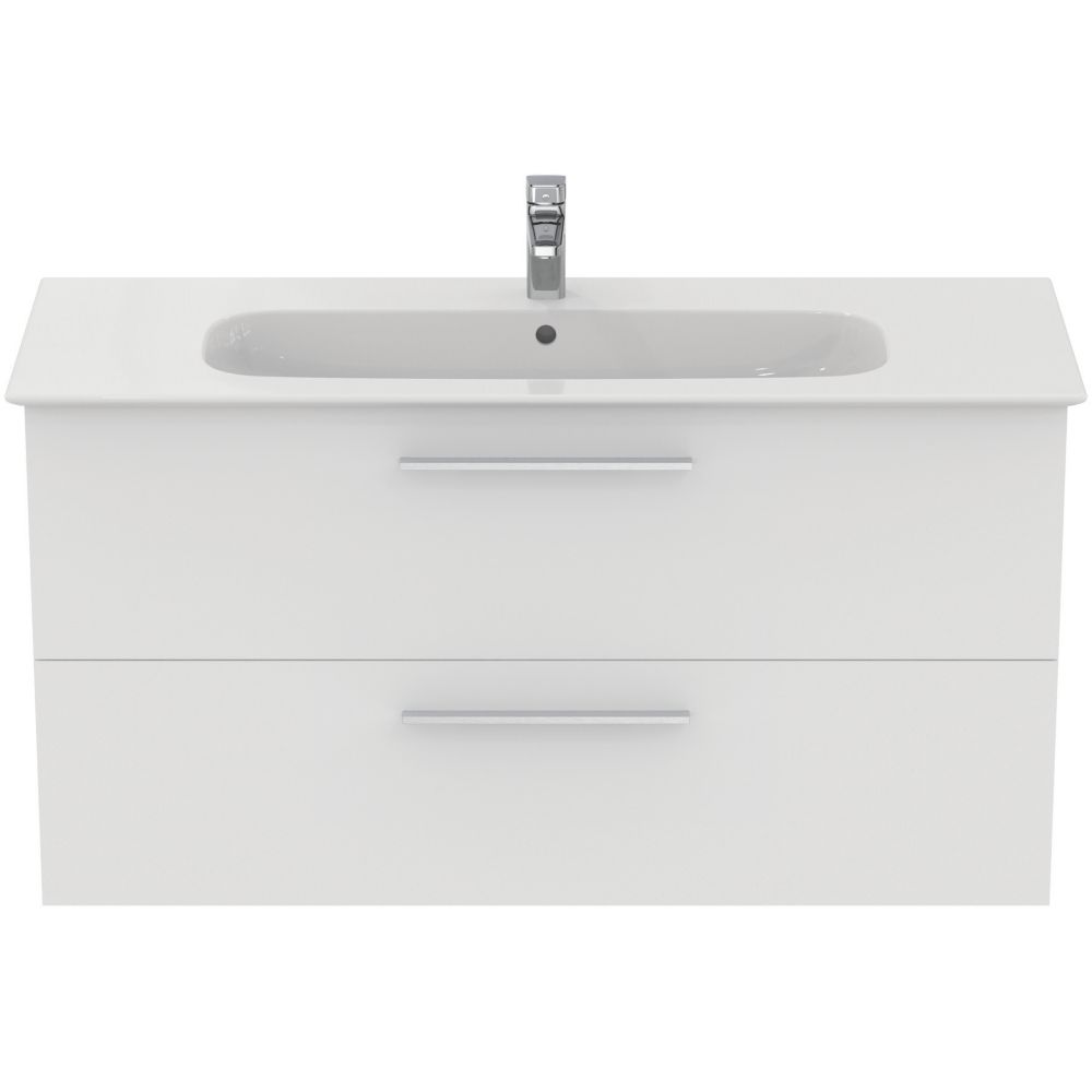 Ideal Standard i.life A Wall-Hung Vanity Unit with Chrome Handles & Basin Matt White 1200mm x 440mm x 630mm