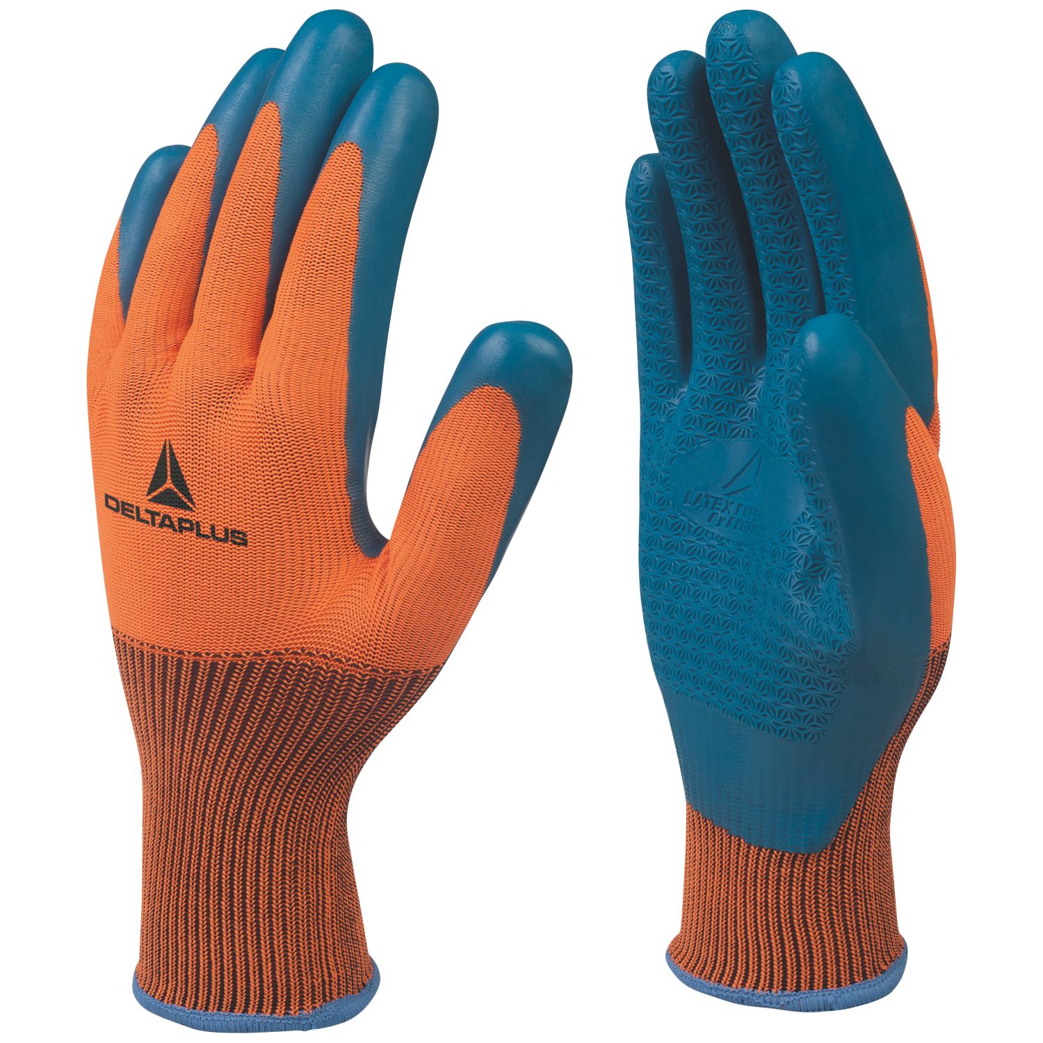 Delta Plus VE733 Supreme Grip General Handling Gloves Orange/Blue Large (479HY)