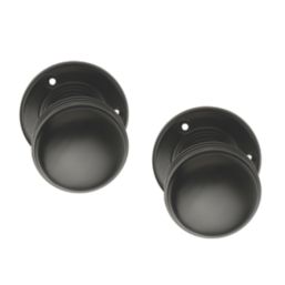 Designer Levers Ringed Mortice Door Knob Pair Matt Black 64mm