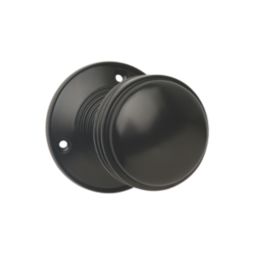 Designer Levers Ringed Mortice Door Knob Pair Matt Black 64mm