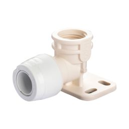 Hep2O  Plastic Push-Fit Adapting 90° Keyless Wall Plate Elbow 15mm x 1/2"