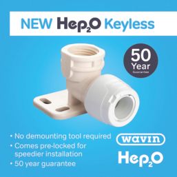 Hep2O  Plastic Push-Fit Adapting 90° Keyless Wall Plate Elbow 15mm x 1/2"