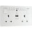 British General Evolve 13A 2-Gang SP Switched Double Socket With WiFi Extender + 2.1A 1-Outlet Type A USB Charger White with White Inserts