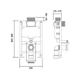 Support Frame and Cistern for Wall-Hung Toilet 812mm - 1012mm