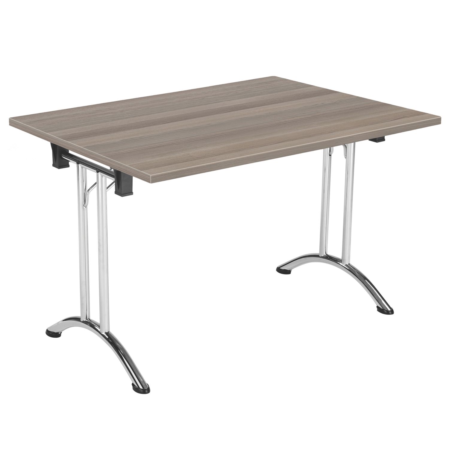TC Group One Union Rectangular Folding Table Grey Oak/Chrome 1200mm x 700mm (479TT)