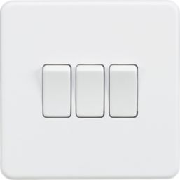 Knightsbridge  10AX 3-Gang 2-Way Light Switch  Matt White