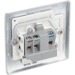 British General Nexus Metal 5A 1-Gang Unswitched Round Pin Socket Polished Chrome with White Inserts