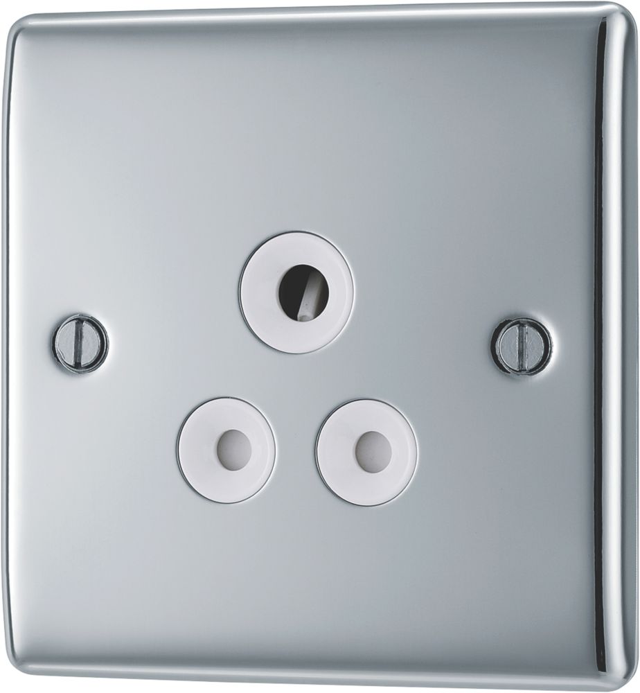 British General Nexus Metal 5A 1Gang Unswitched Round Pin Socket