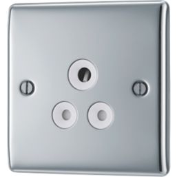 British General Nexus Metal 5A 1-Gang Unswitched Round Pin Socket Polished Chrome with White Inserts