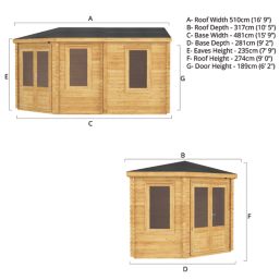 Mercia Corner Lodge Grande 16' x 9' (Nominal) Apex Timber Log Cabin