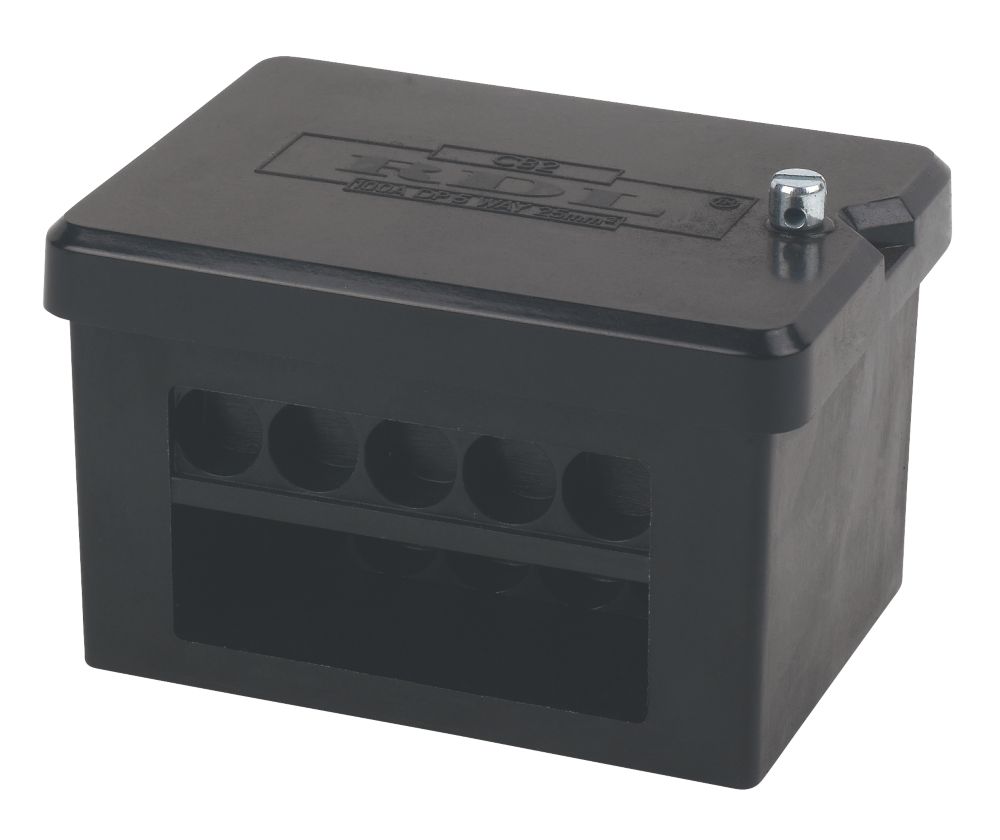 Greenbrook 100A 2 x 5Ways 25mm² Connector Block Screwfix