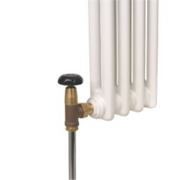 Tesla Winchester 15mm x 1/2" Bronze/Black Angled & L/S Traditional Manual Radiator Valve & Lockshield